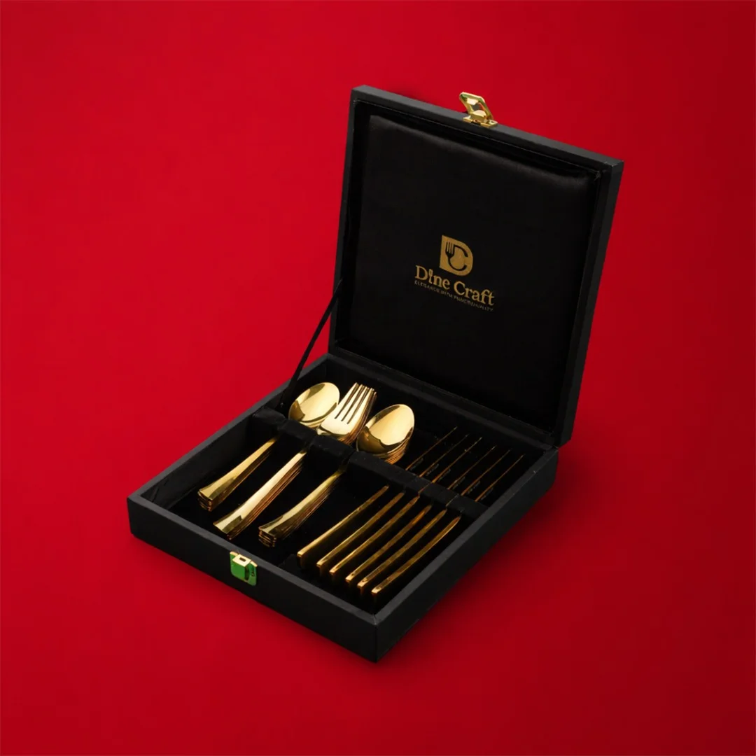 (Terra Plain Gold) 24 pcs 6 person serving Pvd golden coating