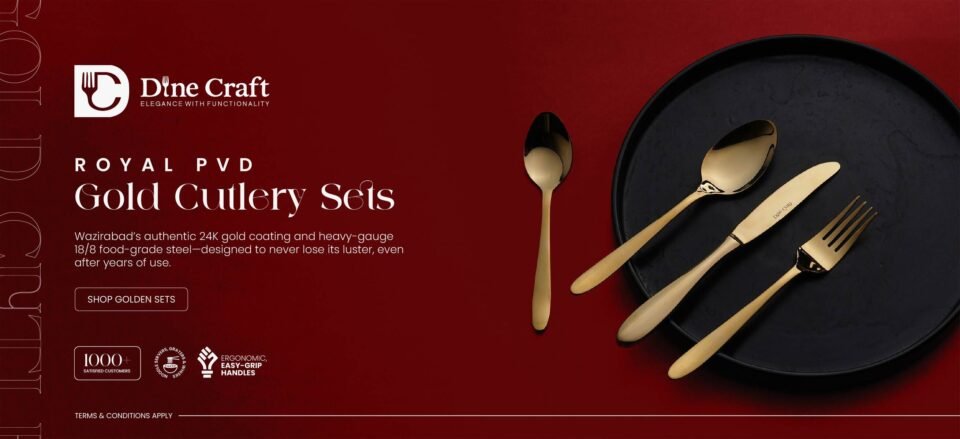 DineCraft Royal PVD Gold Cutlery Sets - Wazirabad Handcrafted Luxury Flatware