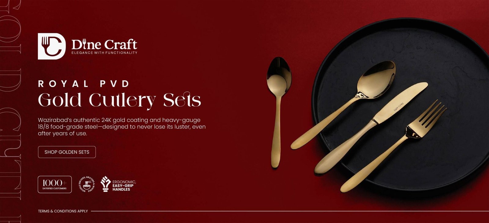 DineCraft Royal PVD Gold Cutlery Sets - Wazirabad Handcrafted Luxury Flatware